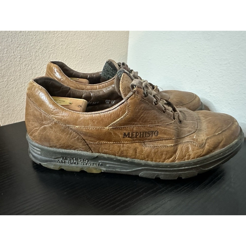 Sz 13 US - Mephisto Mens Shoes Runoff Cognac Brown Air Bag System Walking Shoes